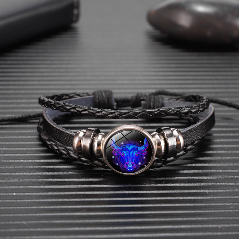Glow in the dark zodiac sign braided bracelet