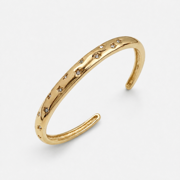 Women's Star-Set Cuff Bracelet Open Bangle Style