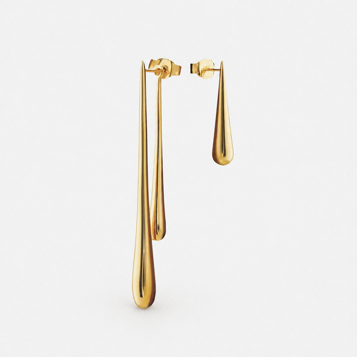 Women's Asymmetric Elongated Drop Earrings in Titanium Steel