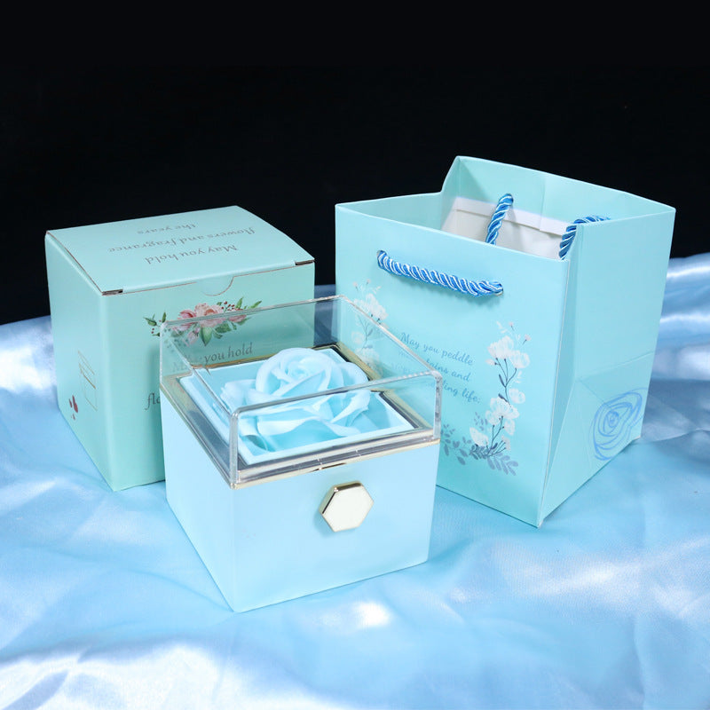 Red rotating rose jewelry gift box