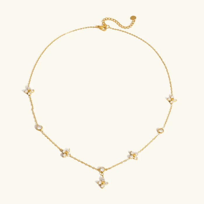Gold Plated Diamond Clover Necklace