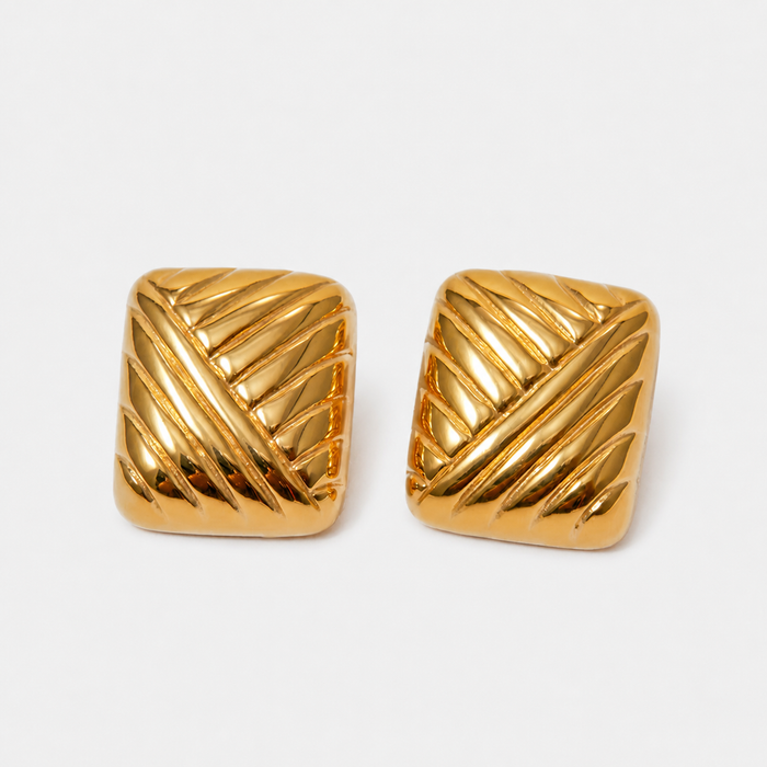 Women's Textured Square Drop Earrings Gold-Plated