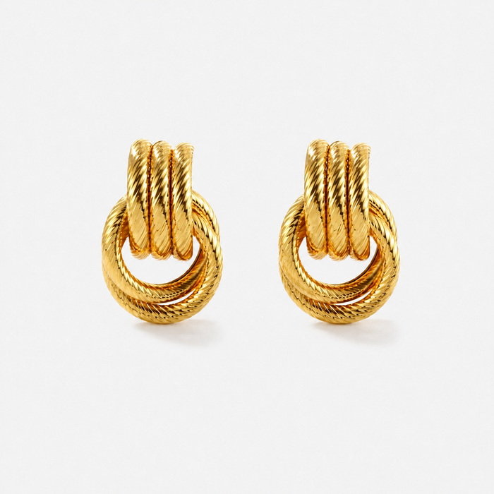 Gold-Plated Twisted Knot Stud Earrings for Everyday
