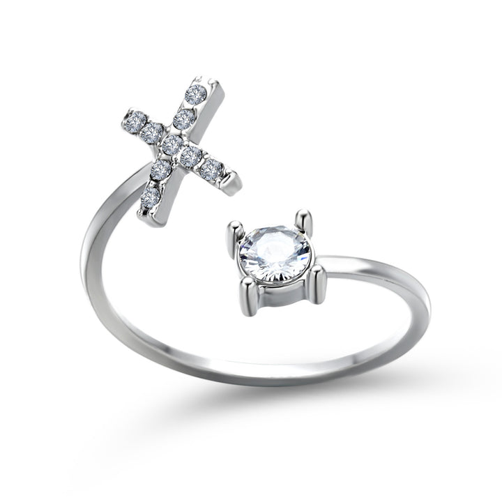 Gold adjustable initial ring with zircon letter