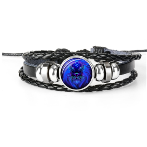 Glow in the dark zodiac sign braided bracelet