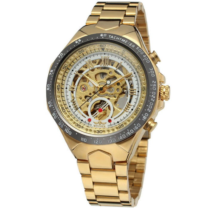 Men's Skeleton Automatic Watch with See-Through Caseback