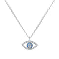 Silver evil eye pendant necklace with blue zircon