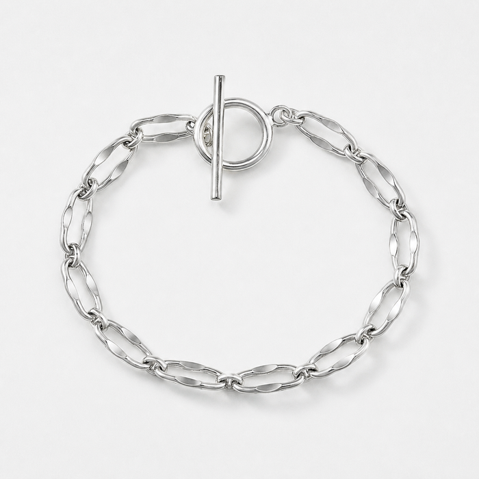 Chunky Sterling Silver Curb Chain Bracelet Toggle Clasp