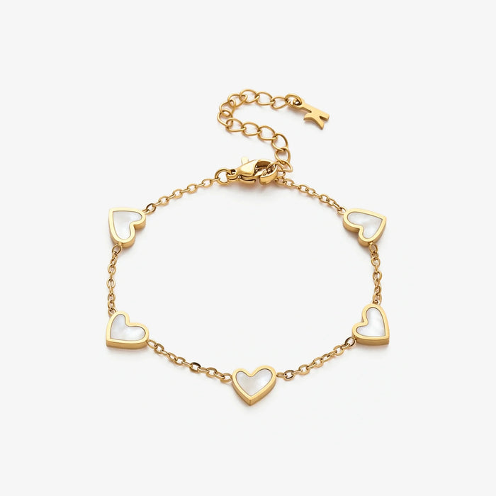 Women's Heart Charm Bracelet with Adjustable Chain