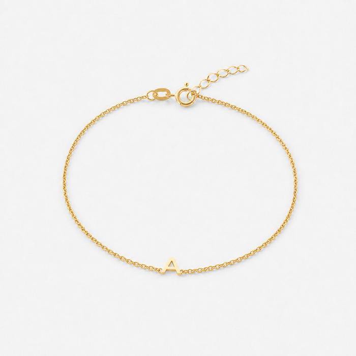 Initial Letter Bracelet with Adjustable Chain