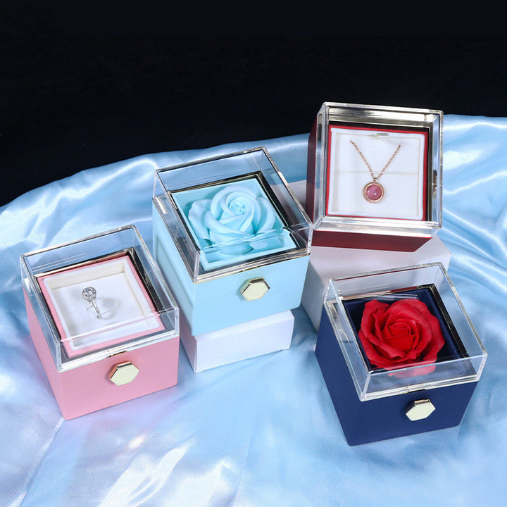 Red rotating rose jewelry gift box