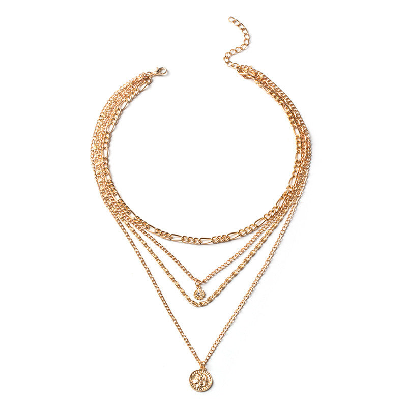 Gold layered coin charm necklace