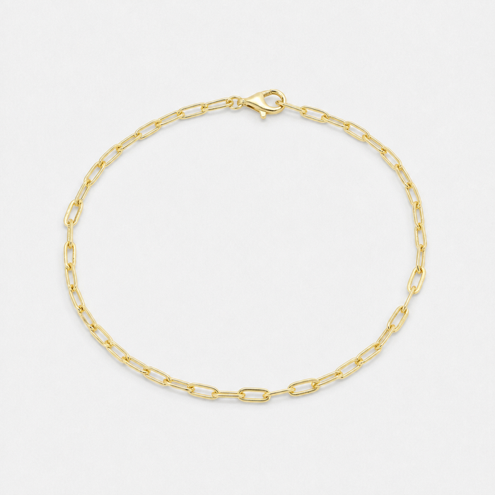 Gold Vermeil Paperclip Chain Bracelet with Lobster Clasp