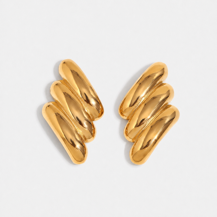 Women's Stacked Gold-Plated Drop Earrings 3.5cm