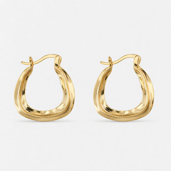 Women's Chunky Oval Hoop Earrings Gold-Plated