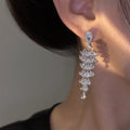 Silver tiered zircon Christmas tree earrings