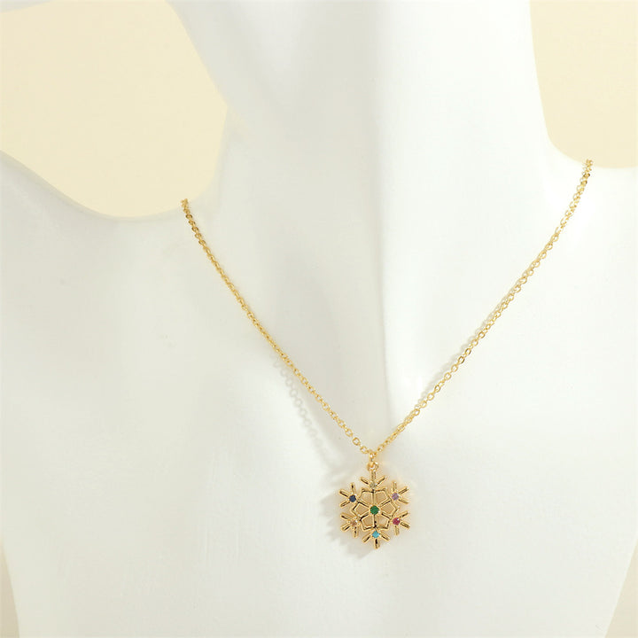 Gold enamel Christmas charm necklace with rhinestones
