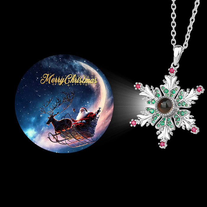 Snowflake Projection Necklace with Hidden Christmas Image