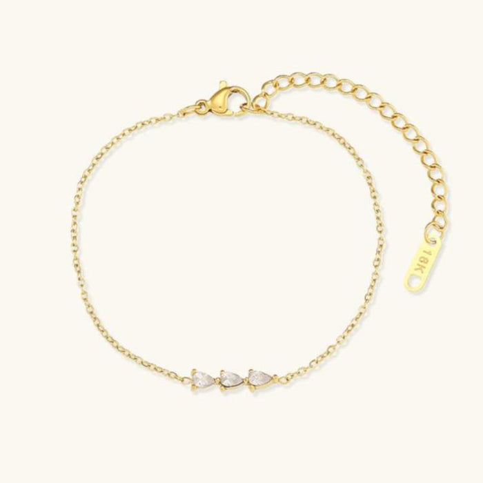 Diamond Simulant Bracelet with Teardrop Stones Adjustable