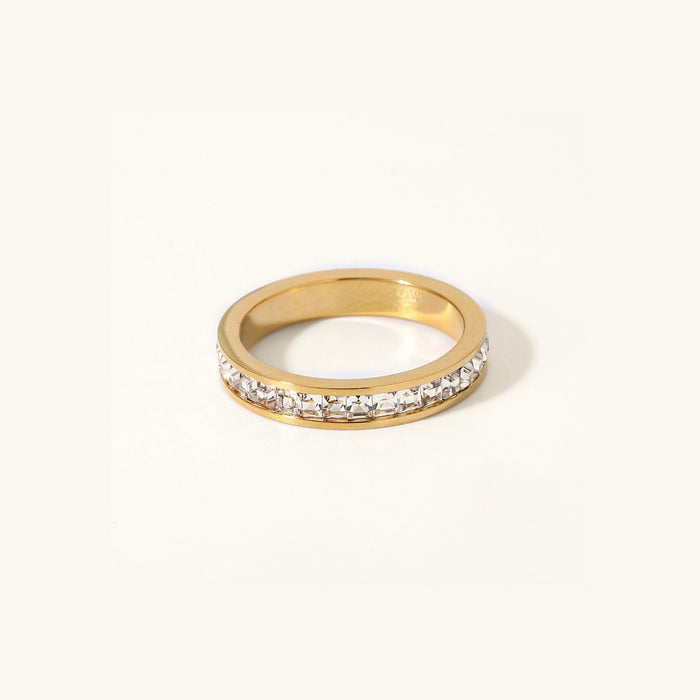 Statement Band Ring with Pavé Stone Detail