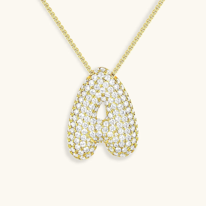 Initial Pendant Necklace with Pavé-Set Stones