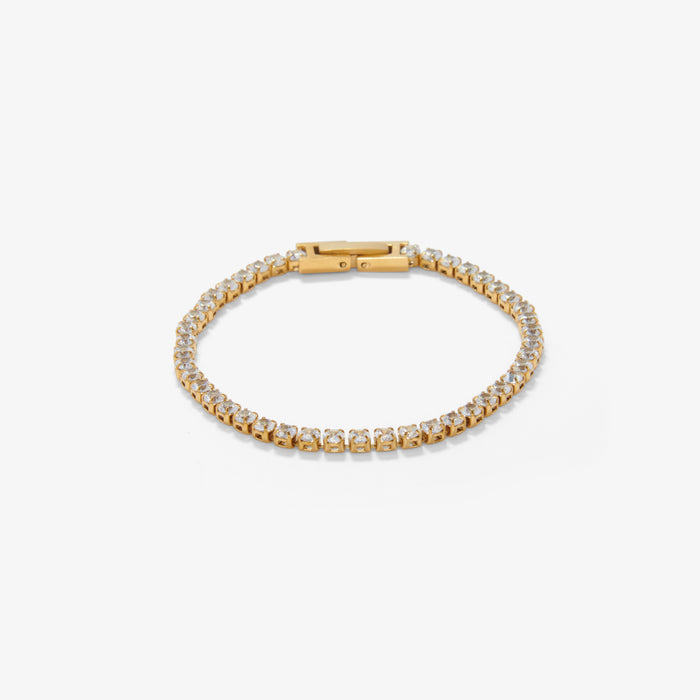 Tennis Bracelet with Cubic Zirconia and Fold-Over Clasp