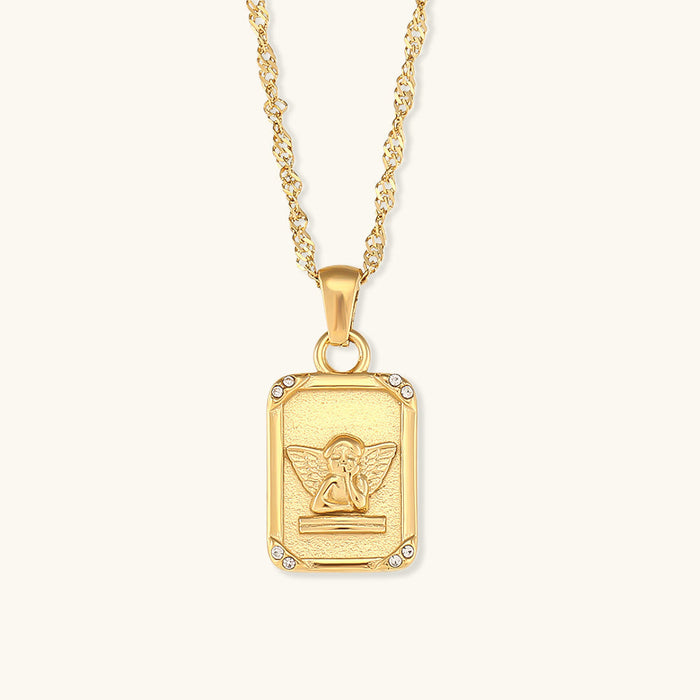 Angel Pendant Necklace with Rope Chain