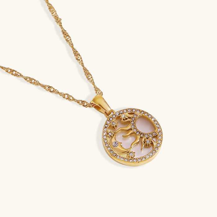 Gold-Tone Pendant Necklace with Crystal-Embellished Tree Design
