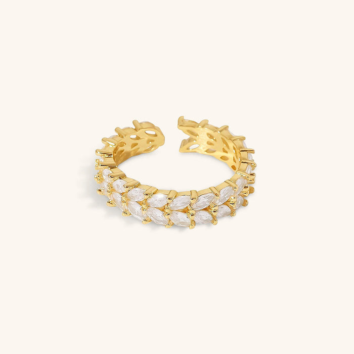 Women's Gold-Tone Adjustable Ring with Marquise Stones