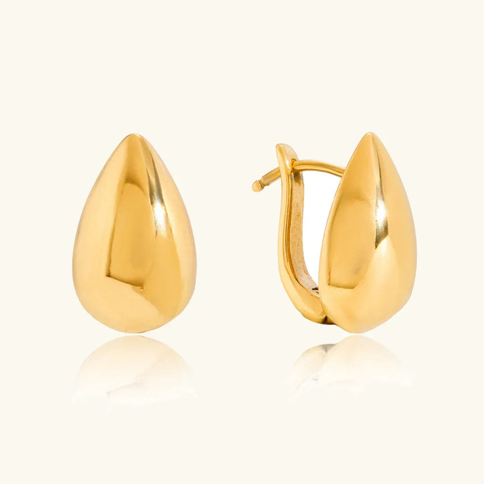 Women's Gold Teardrop Hoop Earrings Hinged Huggie