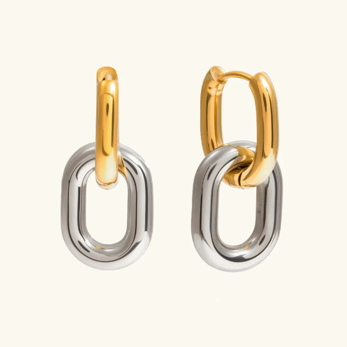 Women's Two-Tone Interlocking Hoop Earrings