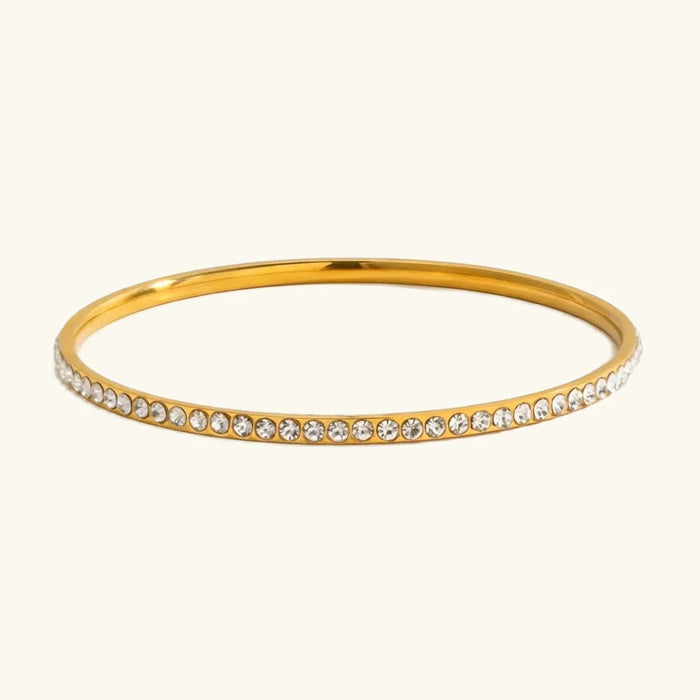 Women's Crystal-Set Bangle with Slim Profile