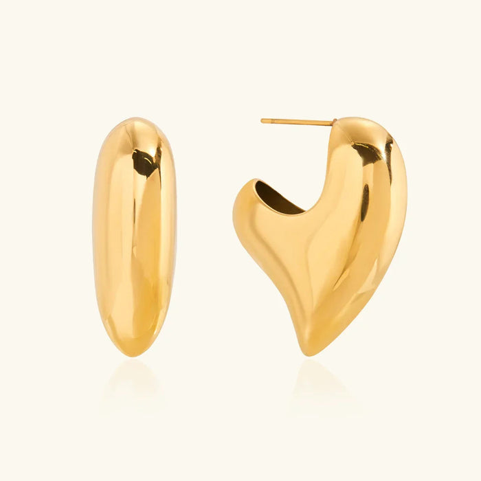 Chunky Heart Hoop Earrings with Polished Finish