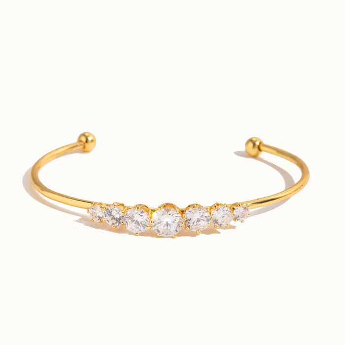 Women's Open Cuff Bangle with Cubic Zirconia Stones