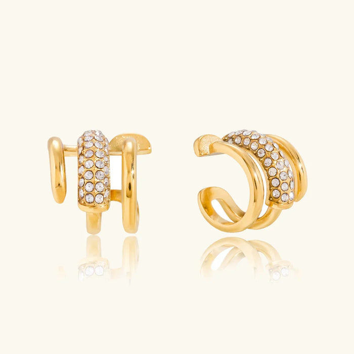 Women's Layered Hoop Earrings with Crystal Pavé Detail