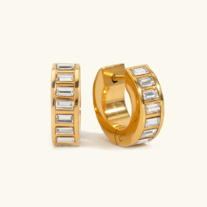 Gold-Tone Baguette Hoop Earrings with Channel Setting