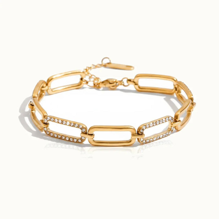 Women's Gold Chain Bracelet with Diamond Link Detail