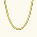 Gold-Plated Flat Herringbone Chain Necklace for Women