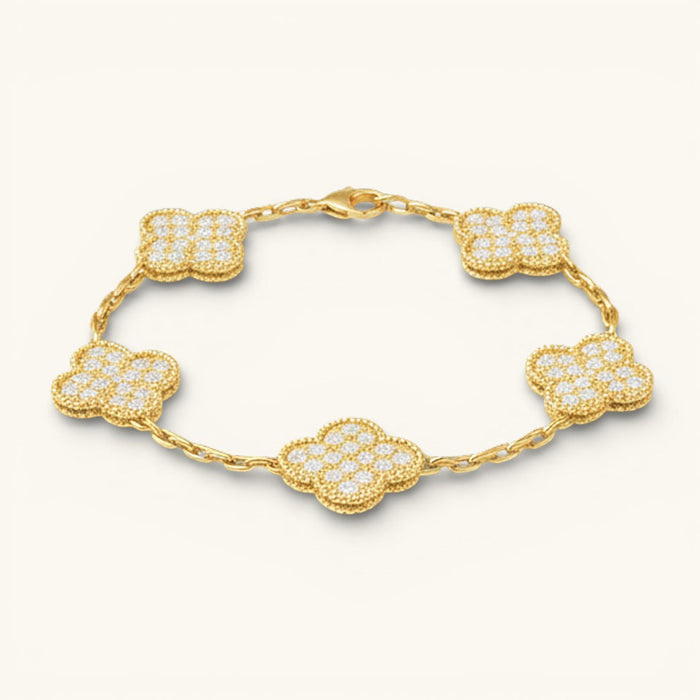 Clover Charm Bracelet with Zirconia Chain Link