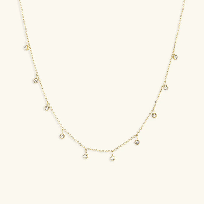 Gold-Plated CZ Station Necklace for Women