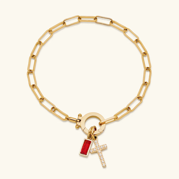 Women's Paperclip Chain Bracelet with Cross Charm