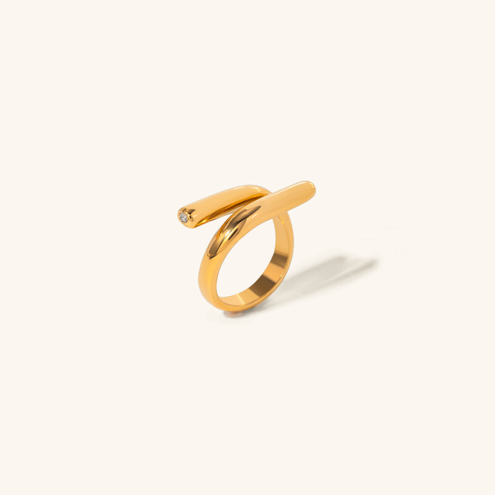 Women's Gold Twisted Knot Ring with Diamond Accent