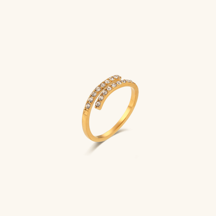 Open-Ended Adjustable Ring with Crystal Stones