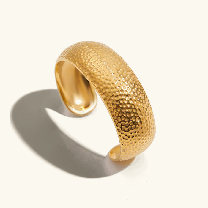 Women's Wide Hammered Cuff Bracelet with Open Fit