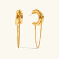 Gold-Plated Stainless Steel Chain Hoop Earrings for Women