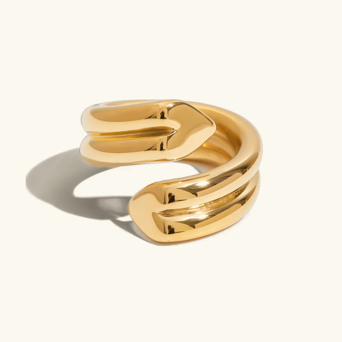 Open Heart Twist Ring with Sculptural Design