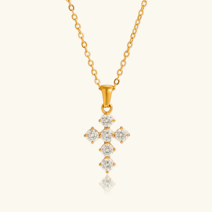 Diamond Cross Pendant Necklace on Cable Chain