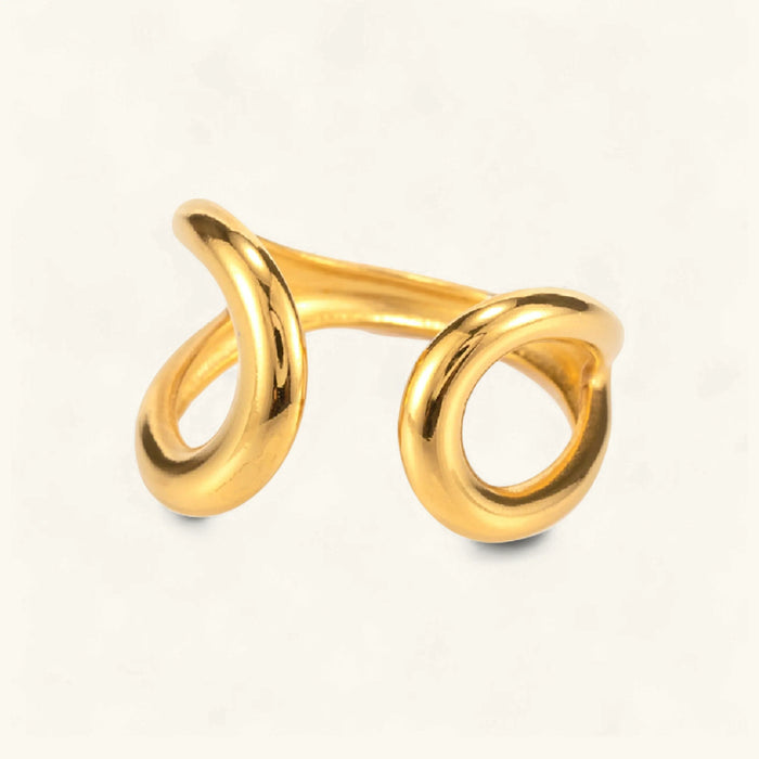 Twisted Open Band Ring Sculptural Gold Finish