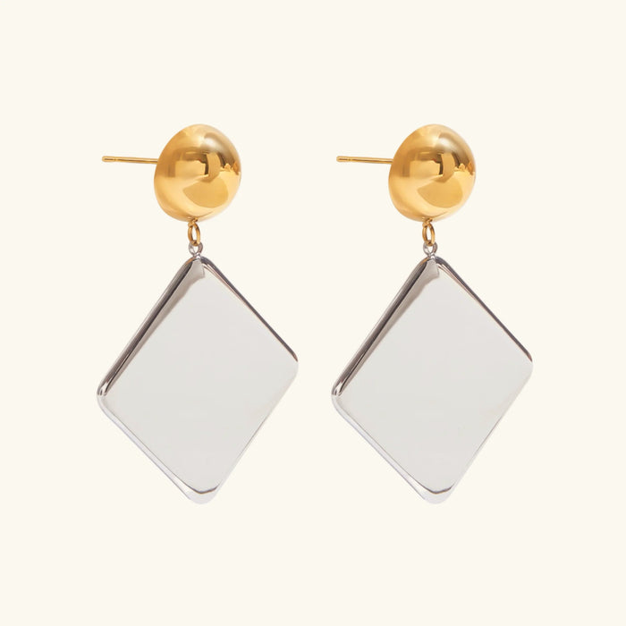 Women's Geometric Drop Earrings Two-Tone Gold Silver