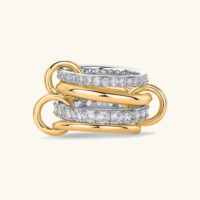 Stacked Diamond Simulant Ring in Gold and Silver Tones